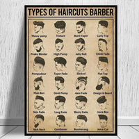 Barbershop Haircuts Poster Print Hair Styles Barber Retro Canvas Decor 20" x 28"