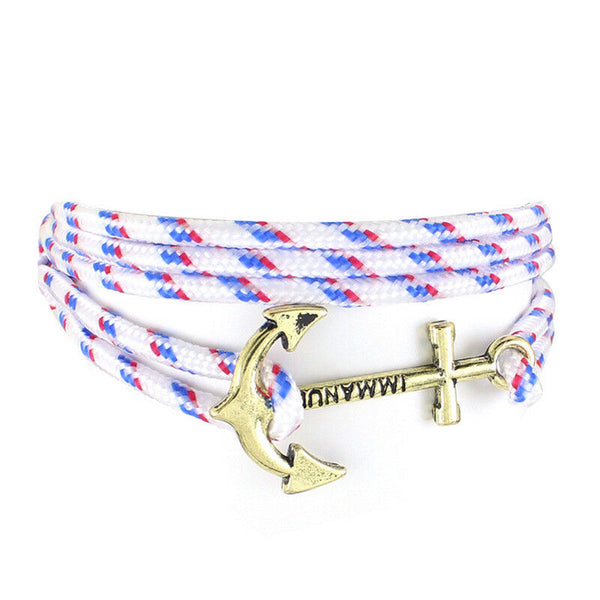 Immanuel White Bronze Anchor Wrap Bracelet Wristband Paracord Friendship NEW